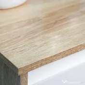 kleankin Dulap de Baie, Comodă cu 2 Niveluri și 1 Sertar din MDF, 32.6x30x90 cm, Lemn natural+Alb | Aosom Romania 
