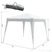 Outsunny Gazebo Pop-Up Impermeabil, Alb, 2.4x2.4 m, Ușor de Montat, Ideal pentru Petreceri și Evenimente în Aer Liber | Aosom Romania 