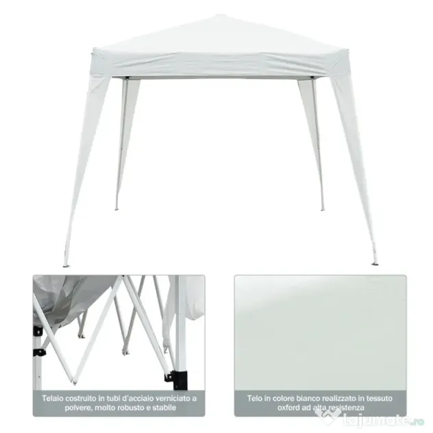 Outsunny Gazebo Pop-Up Impermeabil, Alb, 2.4x2.4 m, Ușor de Montat, Ideal pentru Petreceri și Evenimente în Aer Liber | Aosom Romania