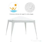 Outsunny Gazebo Pop-Up Impermeabil, Alb, 2.4x2.4 m, Ușor de Montat, Ideal pentru Petreceri și Evenimente în Aer Liber | Aosom Romania 