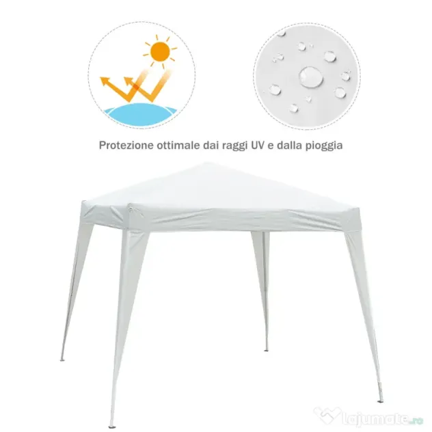 Outsunny Gazebo Pop-Up Impermeabil, Alb, 2.4x2.4 m, Ușor de Montat, Ideal pentru Petreceri și Evenimente în Aer Liber | Aosom Romania