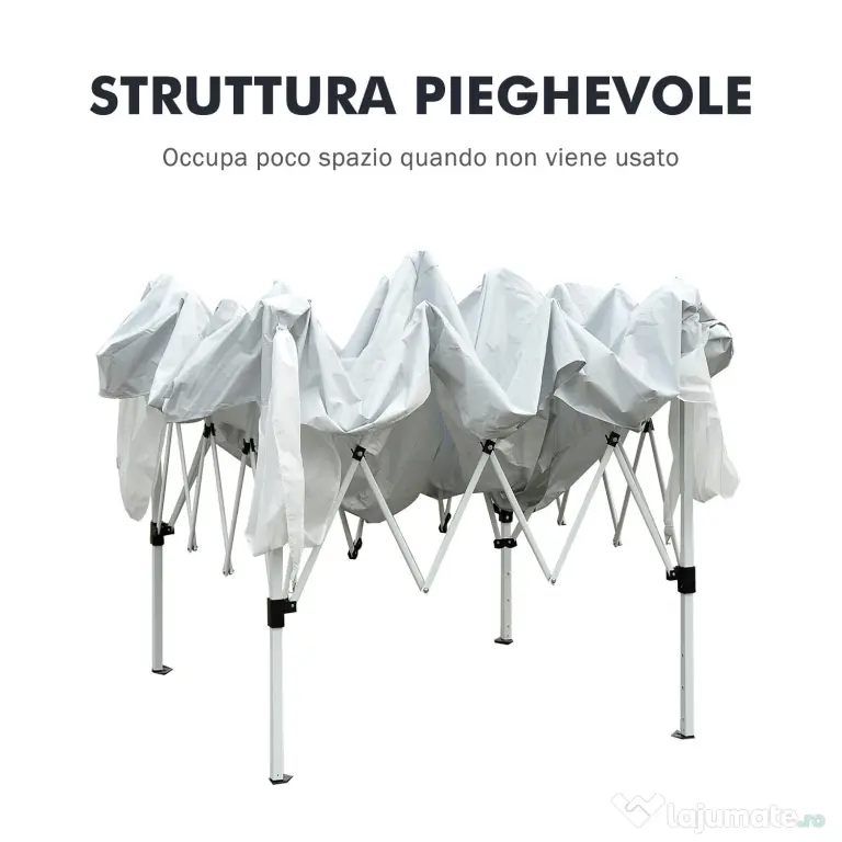 Outsunny Gazebo Pop-Up Impermeabil, Alb, 2.4x2.4 m, Ușor de Montat, Ideal pentru Petreceri și Evenimente în Aer Liber | Aosom Romania