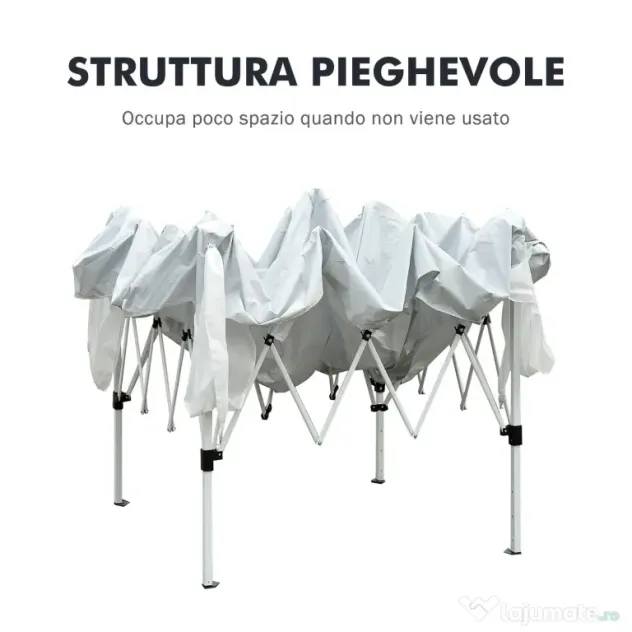 Outsunny Gazebo Pop-Up Impermeabil, Alb, 2.4x2.4 m, Ușor de Montat, Ideal pentru Petreceri și Evenimente în Aer Liber | Aosom Romania