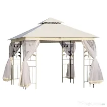 Outsunny Foisor de Exterior 3x3m cu Plasa pentru Tantari si Cadru din Otel Alb | Aosom Romania