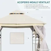 Outsunny Foisor de Exterior 3x3m cu Plasa pentru Tantari si Cadru din Otel Alb | Aosom Romania 