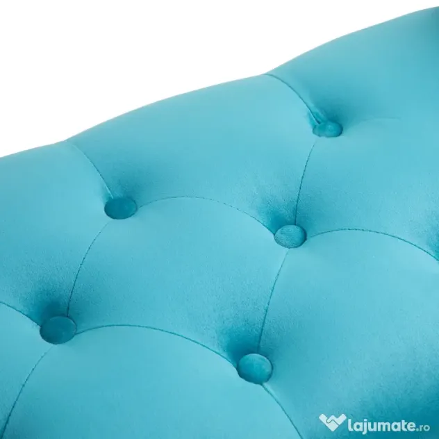 HOMCOM Chaise Captusita Stil Vintage cu Cotiere Tapitate si Cadru din Lemn, Albastru deschis 117x40x58Hcm | Aosom Romania