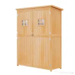 Casuta de gradina Outsunny pentru scule din lemn de brad cu rafturi 127.5x50x164 | Aosom Romania