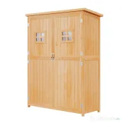 Casuta de gradina Outsunny pentru scule din lemn de brad cu rafturi 127.5x50x164 | Aosom Romania