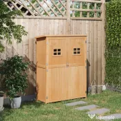 Casuta de gradina Outsunny pentru scule din lemn de brad cu rafturi 127.5x50x164 | Aosom Romania