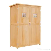 Casuta de gradina Outsunny pentru scule din lemn de brad cu rafturi 127.5x50x164 | Aosom Romania