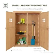 Casuta de gradina Outsunny pentru scule din lemn de brad cu rafturi 127.5x50x164 | Aosom Romania