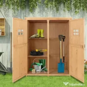 Casuta de gradina Outsunny pentru scule din lemn de brad cu rafturi 127.5x50x164 | Aosom Romania