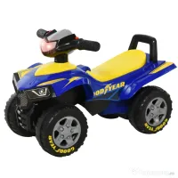 HOMCOM Quad Jucărie Licențiat GOODYEAR pentru Copii 18-36 Luni, cu Efecte Luminoase și Sonore, Albastru și Galben | Aosom Romania 