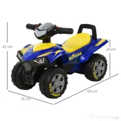 HOMCOM Quad Jucărie Licențiat GOODYEAR pentru Copii 18-36 Luni, cu Efecte Luminoase și Sonore, Albastru și Galben | Aosom Romania
