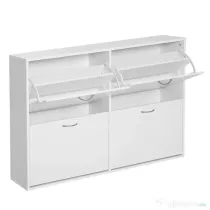Homcom Dulap Pantofi Alb 120×24×81 cm – 24 Perechi, Design Lemn Compact