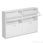 HOMCOM Dulap Pantofi pentru 24 Perechi, Design Eficient din Lemn, Alb, 120x24x81cm | Aosom Romania