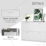 HOMCOM Dulap Pantofi pentru 24 Perechi, Design Eficient din Lemn, Alb, 120x24x81cm | Aosom Romania