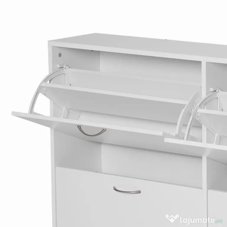 HOMCOM Dulap Pantofi pentru 24 Perechi, Design Eficient din Lemn, Alb, 120x24x81cm | Aosom Romania
