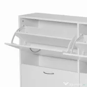 HOMCOM Dulap Pantofi pentru 24 Perechi, Design Eficient din Lemn, Alb, 120x24x81cm | Aosom Romania