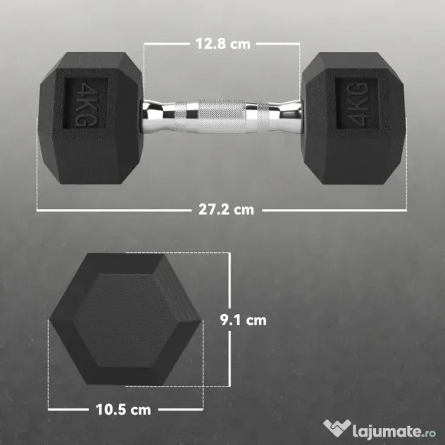 HOMCOM Haltere Hex 4kg Antiderapant | Aosom Romania