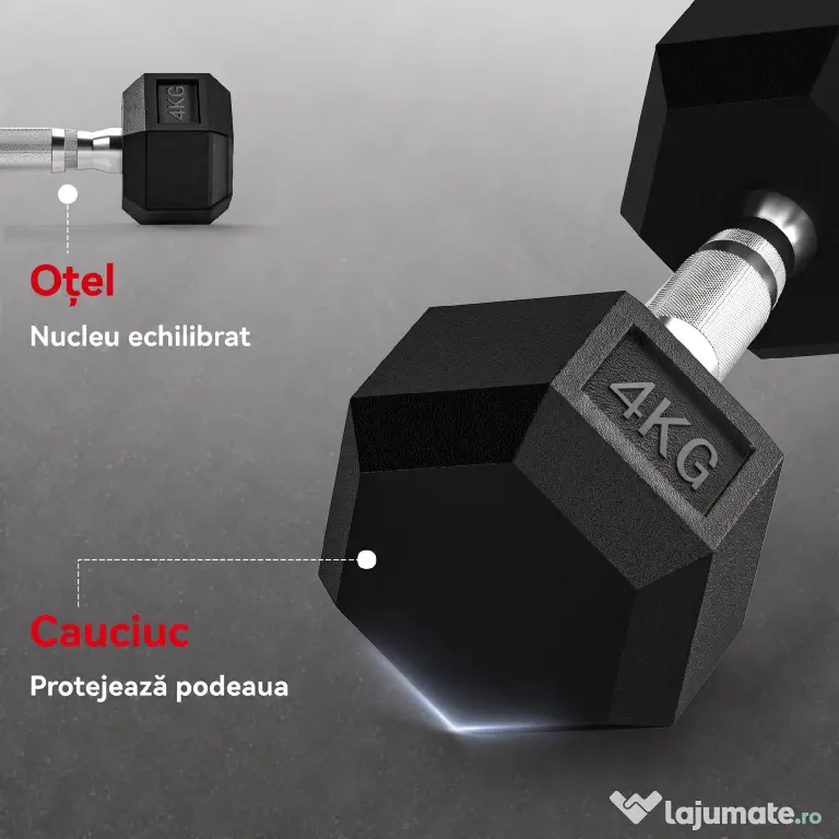 HOMCOM Haltere Hex 4kg Antiderapant | Aosom Romania