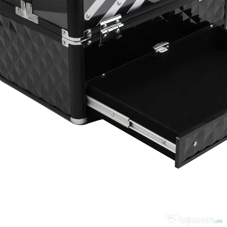 HOMCOM Valiză Machiaj Profesional, Truse Detașabile, Cadru Aluminiu, Portabilă, 30x18.5x22cm | Aosom Romania