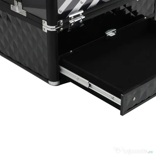 HOMCOM Valiză Machiaj Profesional, Truse Detașabile, Cadru Aluminiu, Portabilă, 30x18.5x22cm | Aosom Romania