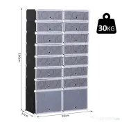 HOMCOM Organizator Pantofi Modular, 16 Cuburi, Ușor de Asamblat, Material PP, Design Modern, Alb și Negru, 95x37x160cm | Aosom Romania 