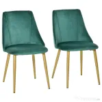 HOMCOM Scaune Moderne și Capitonate, Set din 2 Piese pentru Salon, Sufragerie, Bucătarie sau Zona de Servit Masa, 50x56.5x85 cm, Verde | Aosom Romania