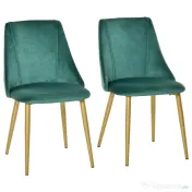 HOMCOM Scaune Moderne și Capitonate, Set din 2 Piese pentru Salon, Sufragerie, Bucătarie sau Zona de Servit Masa, 50x56.5x85 cm, Verde | Aosom Romania 