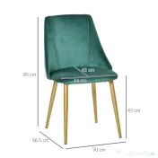 HOMCOM Scaune Moderne și Capitonate, Set din 2 Piese pentru Salon, Sufragerie, Bucătarie sau Zona de Servit Masa, 50x56.5x85 cm, Verde | Aosom Romania 
