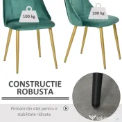 HOMCOM Scaune Moderne și Capitonate, Set din 2 Piese pentru Salon, Sufragerie, Bucătarie sau Zona de Servit Masa, 50x56.5x85 cm, Verde | Aosom Romania 