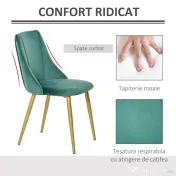 HOMCOM Scaune Moderne și Capitonate, Set din 2 Piese pentru Salon, Sufragerie, Bucătarie sau Zona de Servit Masa, 50x56.5x85 cm, Verde | Aosom Romania 