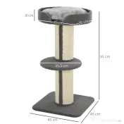 Stâlp de Zgâriat Multifuncțional PawHut, Coloană în Sisal și Pernă Moale, Miel Casmir, 81cm | Aosom Romania