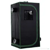 Outsunny Cort Hidroponic din Oxford 600D cu 5 Orificii de Ventilație Reglabile și Fereastră, 80x80x160 cm, Negru | Aosom Romania 