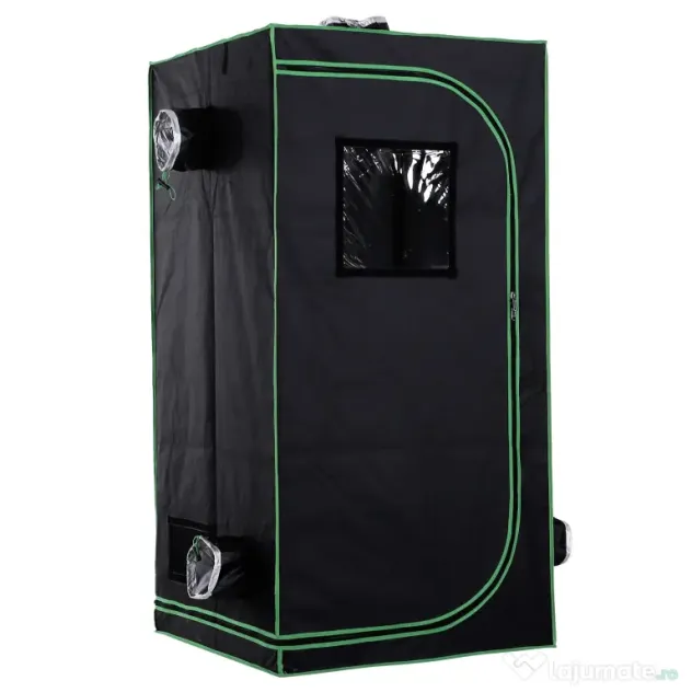 Outsunny Cort Hidroponic din Oxford 600D cu 5 Orificii de Ventilație Reglabile și Fereastră, 80x80x160 cm, Negru | Aosom Romania