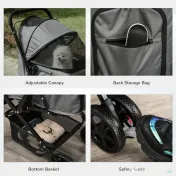Carucior PawHut pentru Caini Pliabil Maner Reversibil Roti EVA Gri Design Modern | Aosom Romania 