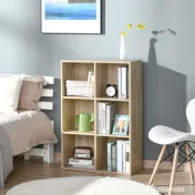 HOMCOM Bibliotecă Modernă cu 6 Cuburi, 65.5x30x97.5 cm, Culoare Stejar | Aosom Romania 