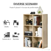 HOMCOM Bibliotecă Modernă cu 6 Cuburi, 65.5x30x97.5 cm, Culoare Stejar | Aosom Romania 