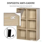 HOMCOM Bibliotecă Modernă cu 6 Cuburi, 65.5x30x97.5 cm, Culoare Stejar | Aosom Romania 