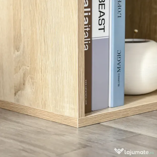HOMCOM Bibliotecă Modernă cu 6 Cuburi, 65.5x30x97.5 cm, Culoare Stejar | Aosom Romania
