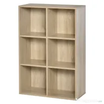 HOMCOM Mobile Libreria Moderno a 6 Cubi in Legno, 65.5x30x97.5 cm, color Rovere