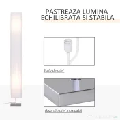 HOMCOM Lampă de Podea cu Design Modern pentru Living, 14x14x120 cm, Alb 