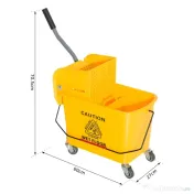 HOMCOM Cărucior Găleată cu Separator de Apă și Storcător Detașabil din PP, 63x27x67 cm, Galben | Aosom Romania