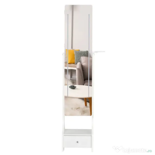 HOMCOM Dulap pentru Bijuterii Reglabil cu Oglindă și Lumini LED, Spațiu Amplu de Depozitare, Design Elegant | Aosom Romania