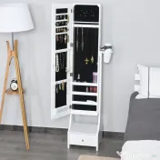 HOMCOM Dulap reglabil de bijuterii cu oglinda si lumini LED 