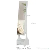 HOMCOM Dulap reglabil de bijuterii cu oglinda si lumini LED 