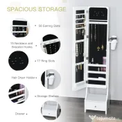 HOMCOM Dulap reglabil de bijuterii cu oglinda si lumini LED 