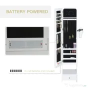 HOMCOM Dulap reglabil de bijuterii cu oglinda si lumini LED 