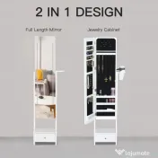 HOMCOM Dulap reglabil de bijuterii cu oglinda si lumini LED 
